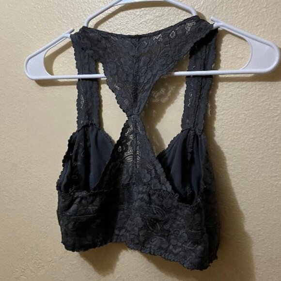 Intimately Free People Women's Gray Lace Racerback Wireless Bralette Bra Medium - Picture 2 of 5